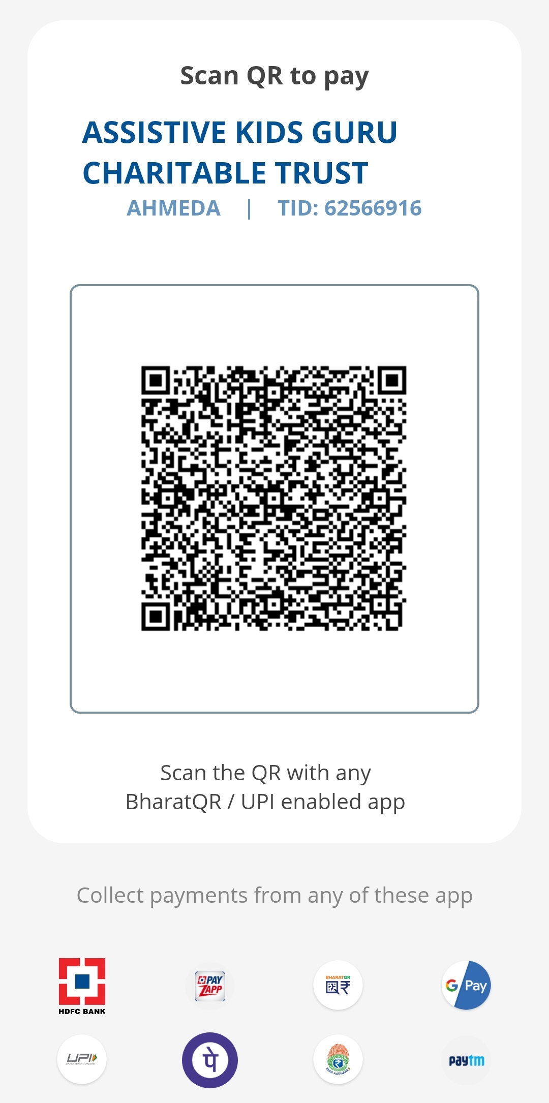 Assistive Kids' Guru Doantion QR Code